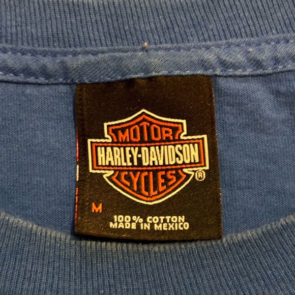 Harley Davidson Mens Size M Peterson’s Key West Blue Graphics Pelican Medium - Picture 3 of 8